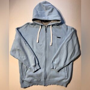 Vtg South Pole Heavyweight Thermal Full Zip Up Baby Blue Hoodie Y2K Men’s XL